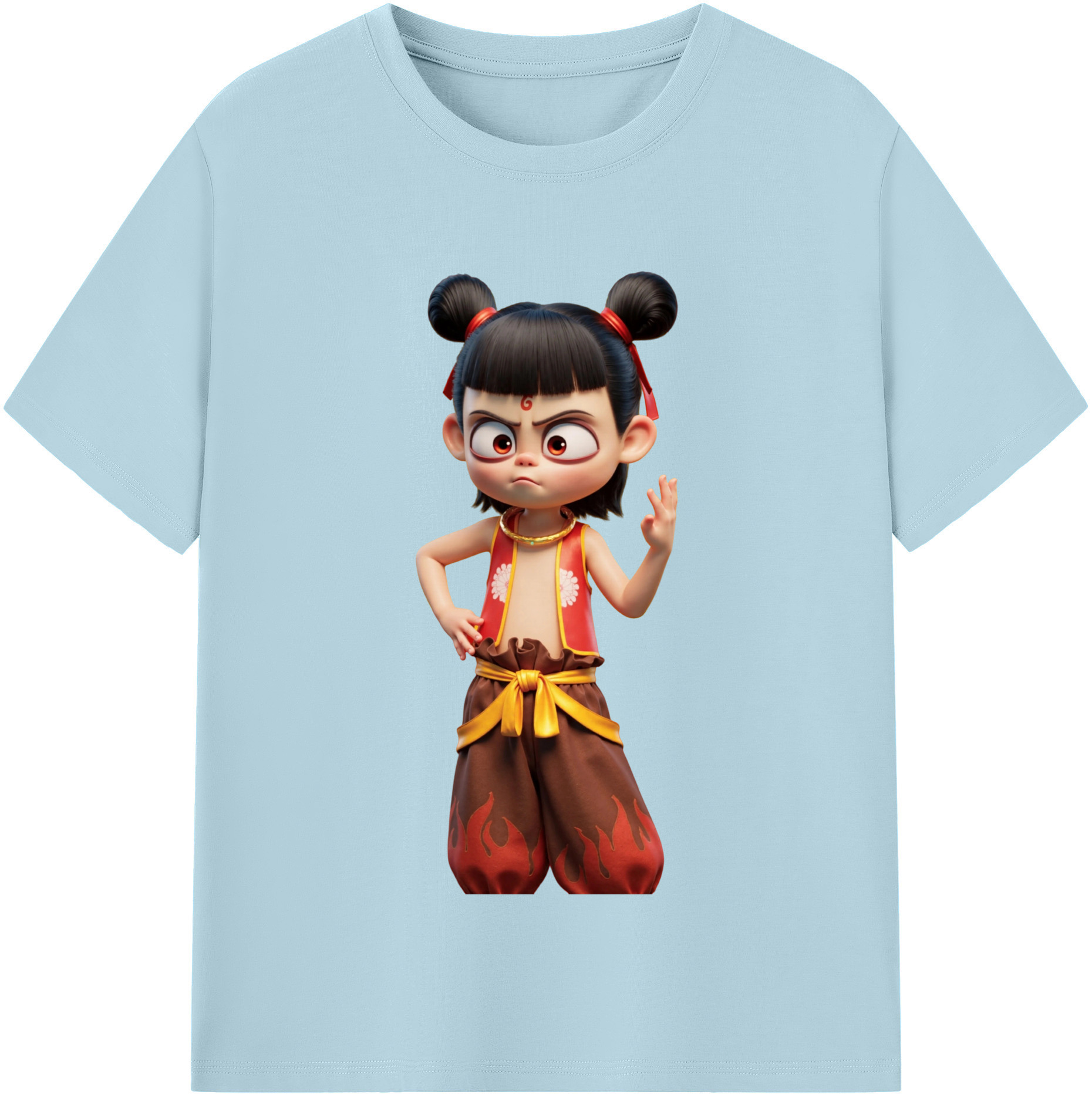（画像用） Ne Zha 2 ナタ 魔童の大暴れ 綿100％半袖Tシャツ（フロントプリント）